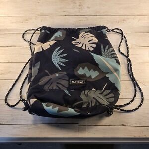 Dakine Cinch Pack Drawstring Backpack Navy Teal Tropical Palm Leaf Sackpack Bag